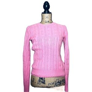 VINEYARD VINES PINK CABLE KNIT 100% CASHMERE SWEATER MEDIUM / M